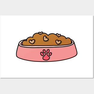 Pink Heart Pet Food Bowl Posters and Art